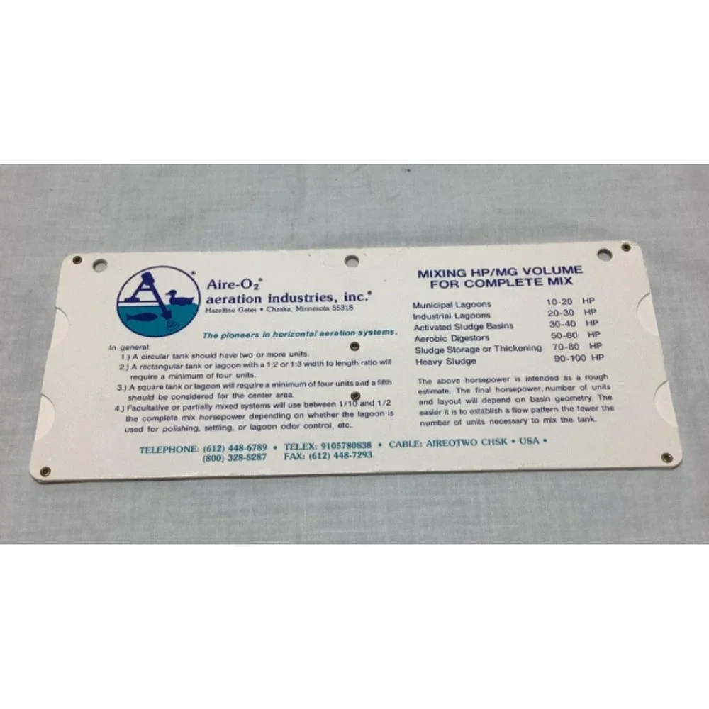 Aire-O2 Aeration Calculator slide rule Aeration Ind. Minnesota